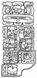 Знаменитая стела из майянского города Киригуа, свидетельствующая о конце эпохи Третье Солнце, где записана календарная дата, от которой идет счет эпохи Четвертое Солнце. Начало этого счета было положено в день 4 Ахау 8 Кумху, что соответствует дате 13 августа 3113 г. до н.э.